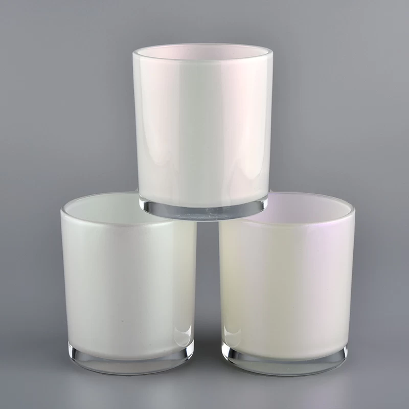 Matte Iridescent Glass Candle Jar