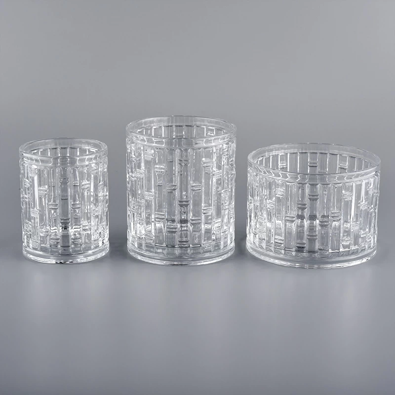 bamboo joint pattern scented candle vessels clear glass