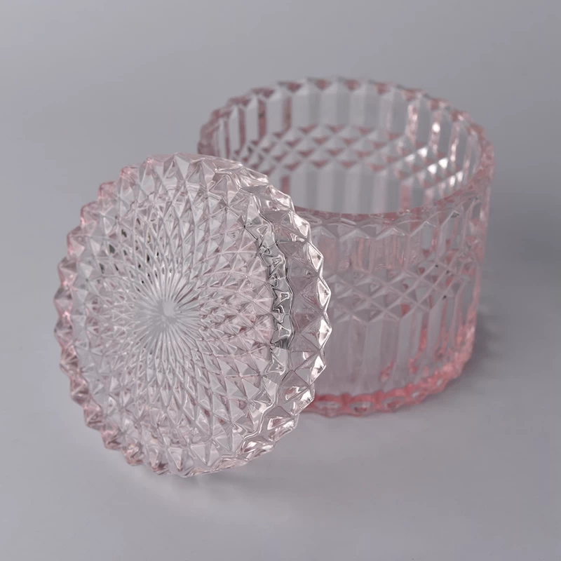 luxury diamond glass candle jar with lid