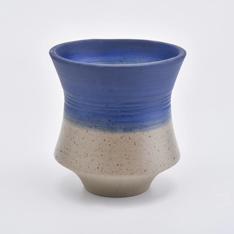matte blue ceramic candle holders