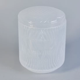 Popular Embossed Glass Candle Jars With Lids