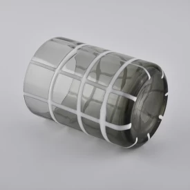 grey colored glass candle holders