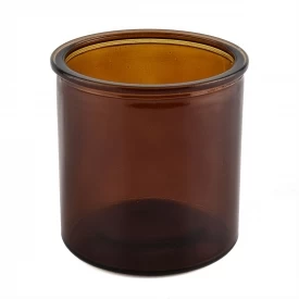 hot sales amber glass candle jar with cork lid