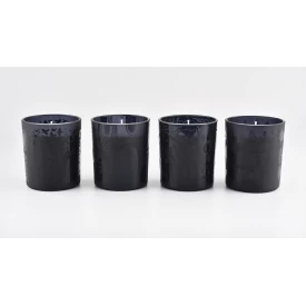 12 oz glass candle holder black