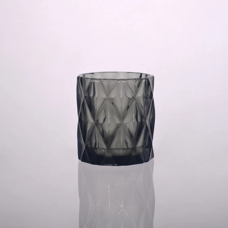 diamond solid color glass candle holder