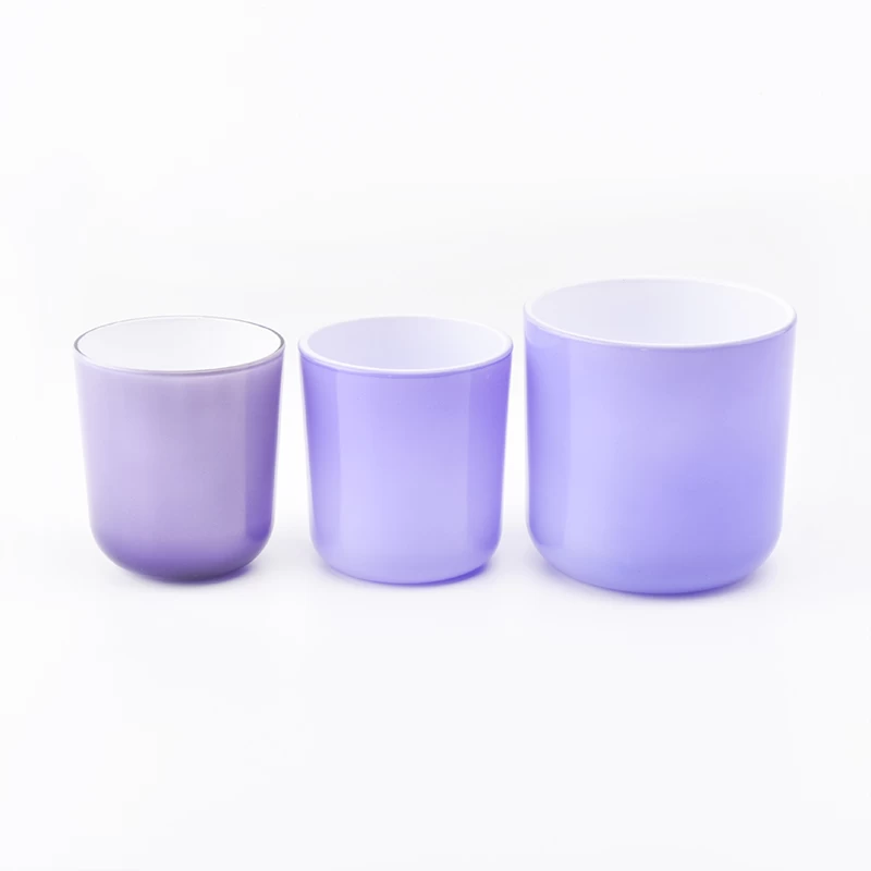 8oz purple glass candle holders with round bottom