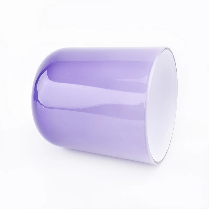 8oz purple glass candle holders with round bottom