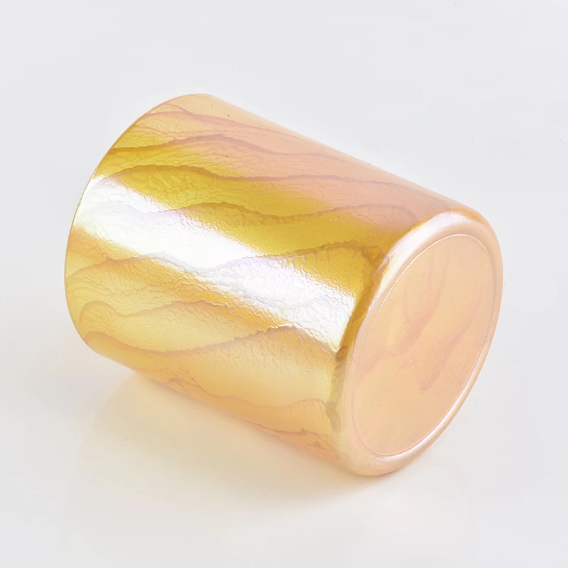 cylinder glass candle vessel gold desert pattern