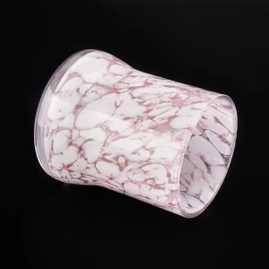 hellrosa Glaskerzenhalter aus Marmor