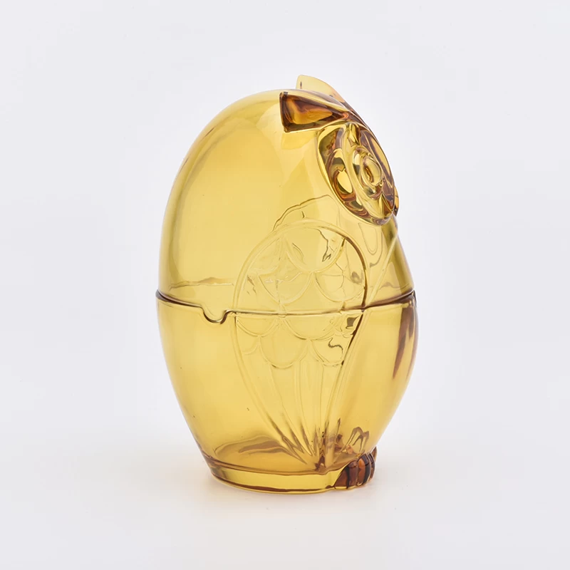 owl shape 500ml glass candle jars