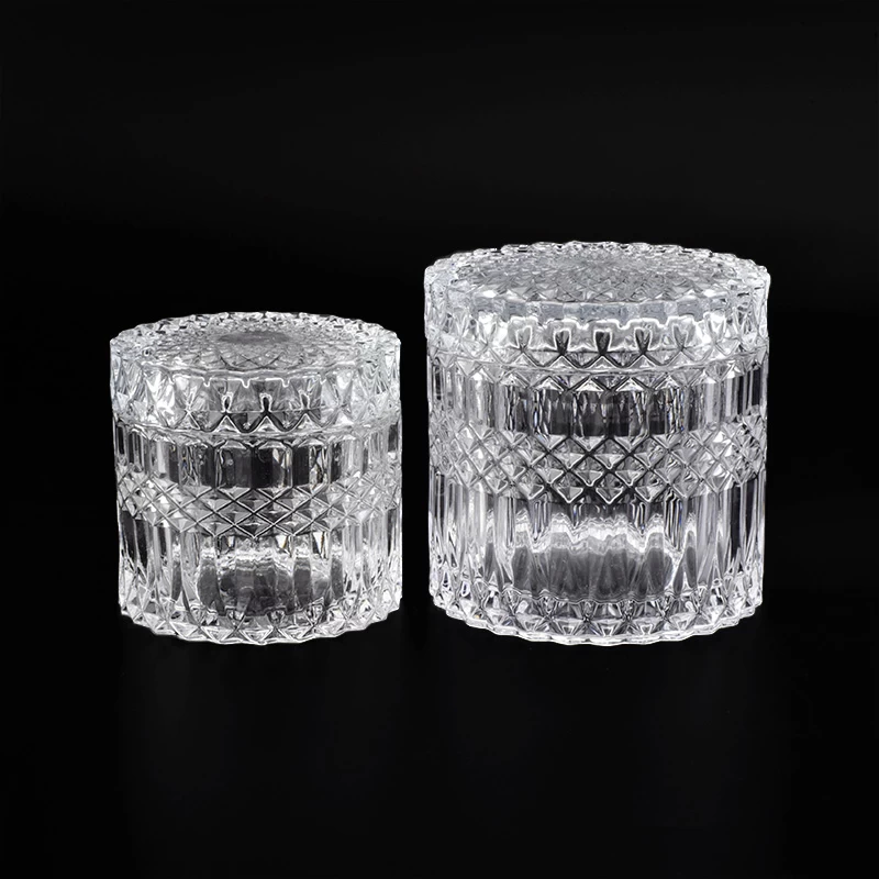 250ML Elegant Crystal Glass Candle Jar with Lid for Decor