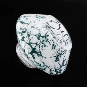bright green and white glossy glass candle jar