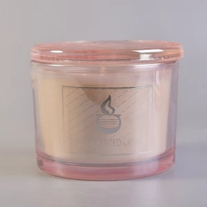 12 Unzen rosa Kerzenbehälter Glas mit kundenspezifischem Aufkleber