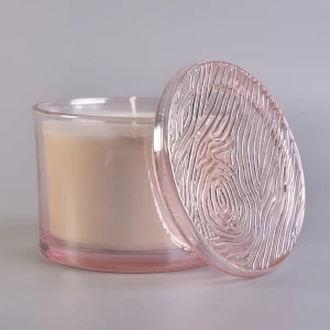 12 Unzen rosa Kerzenbehälter Glas mit kundenspezifischem Aufkleber
