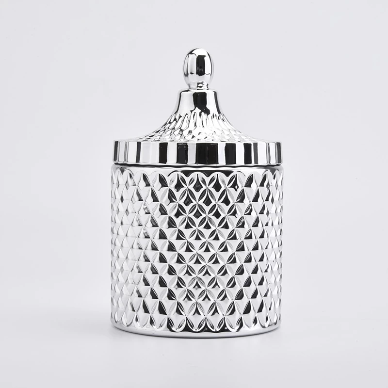 sliver luxury glass container with lid