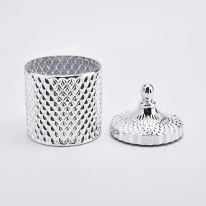 sliver luxury glass candle container with lid