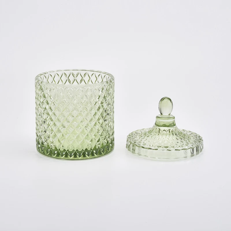 luxury green glass candle jar with lid home decor