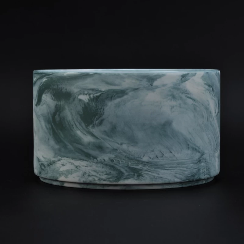 matte ceramic marbled candle jar