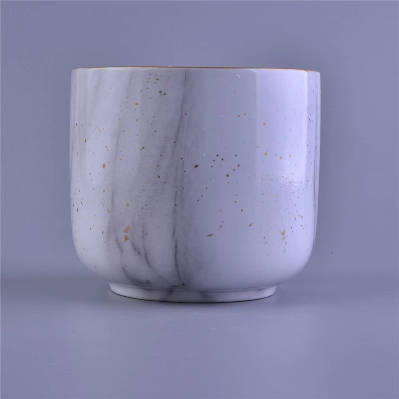 Marble water transfer decaling ceramic candle jar with scented candles