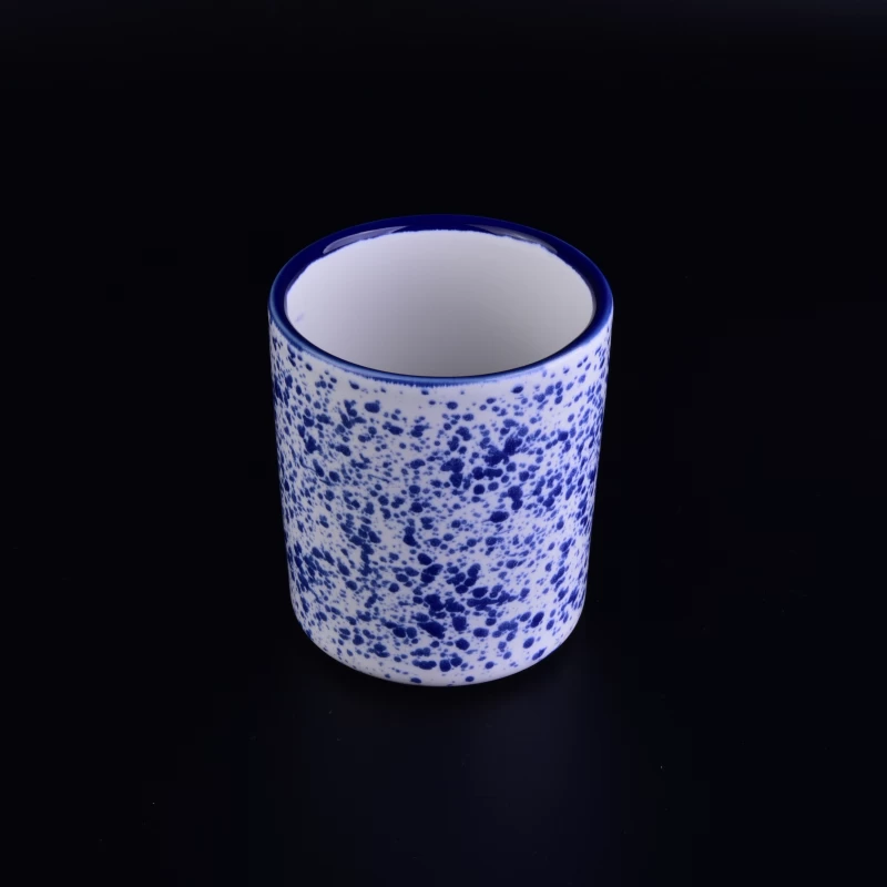 Home Wedding Decorative Blue Pocking  Ceramic Candle Holders
