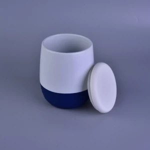 Fancy Gummi lackiert Farbe glasierte Keramik Kerze Jar mit Deckel