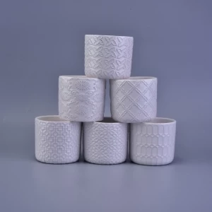 handgefertigte glasierte weiße Keramikkerzenbehälter Großhandel