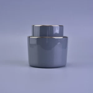 Gold Rim Ceramic Candle Vessel