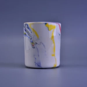 Ceramic candle holder with colorful pattern