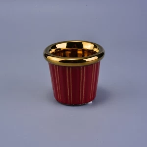 Decorative Golden Electroplated Fancy Glazed Ceramic Candle Holder