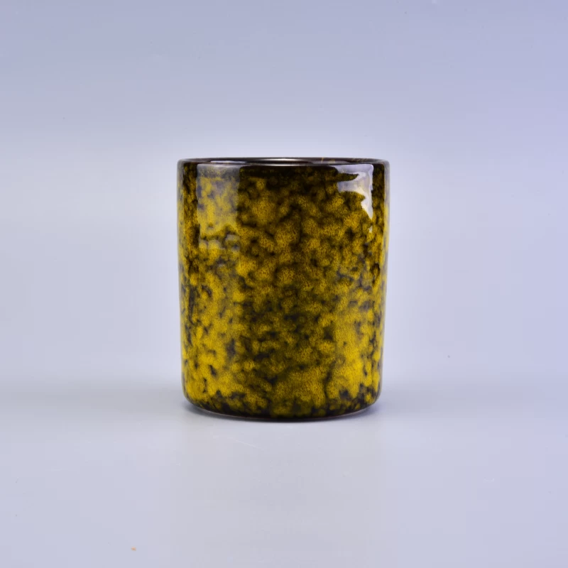 Long round cylinder glaze ceramic candle jar