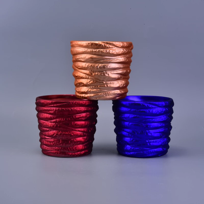 Decorative Banded Shining Colorful Coating Cylinder Ceramic Candle Holder