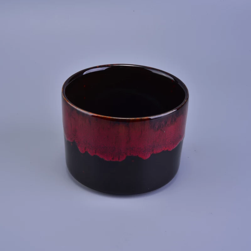 transmutation glaze red ceramic candle jar