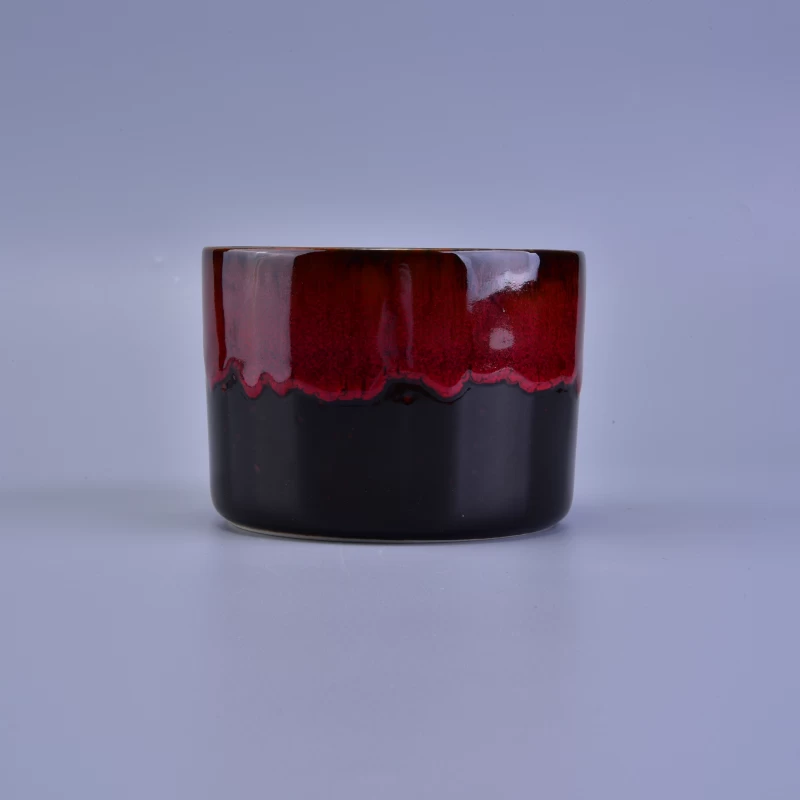 transmutation glaze red ceramic candle jar