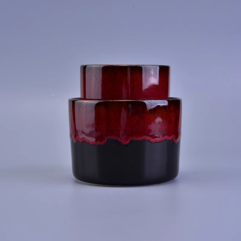 transmutation glaze red ceramic candle jar