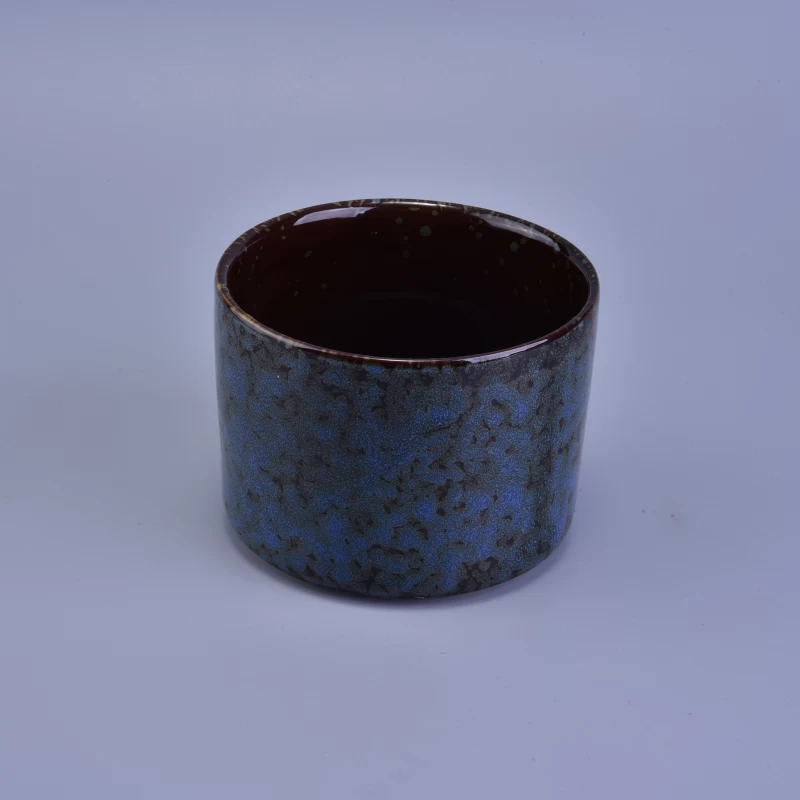 Transmutation glazed ceramic candle jar wholesale