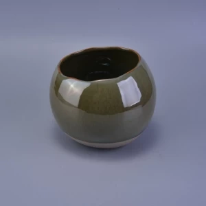 großes rundes Keramikkerzenglas
