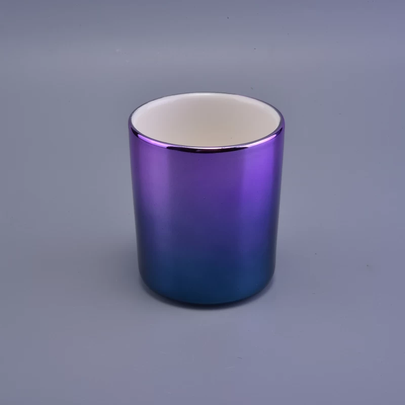 Luxury gradient electroplating color candle holder for ceramic candle vessels