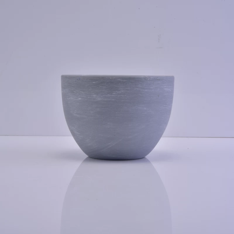 Grey round container ceramic candle holder