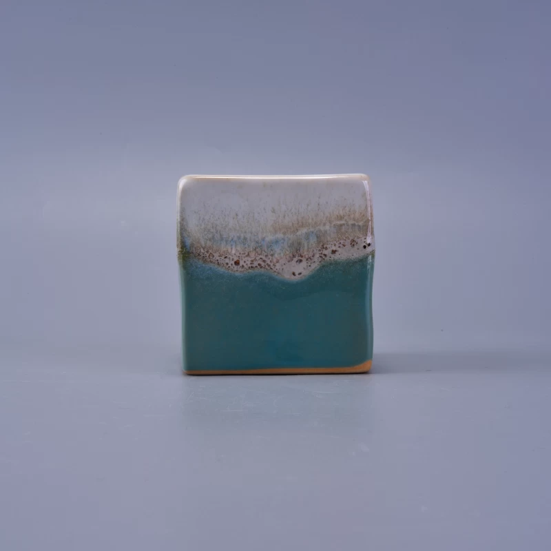 Square ceramic vase for candles