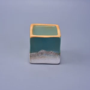 Square ceramic vase for candles