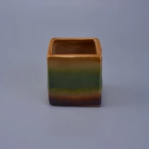 Regenbogen buntes dekoratives Keramikkerzengefäß-Quadrat
