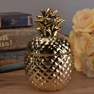 13 Unzen Wachsfüllung Gold Keramik Ananas Kerzenhalter