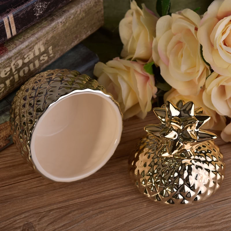 13oz wax filling gold ceramic pineapple candles holder