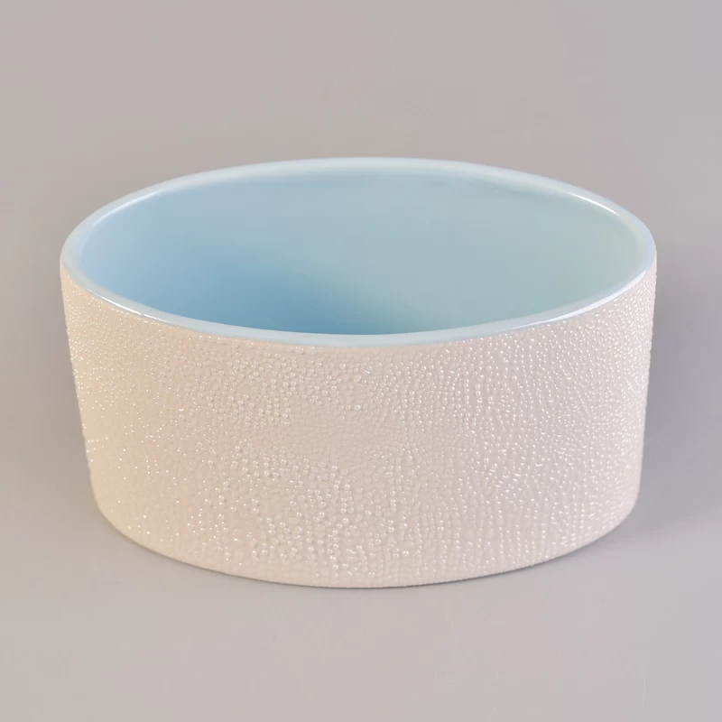 Pearl dot glazed ellipse ceramic soy wax candle holders