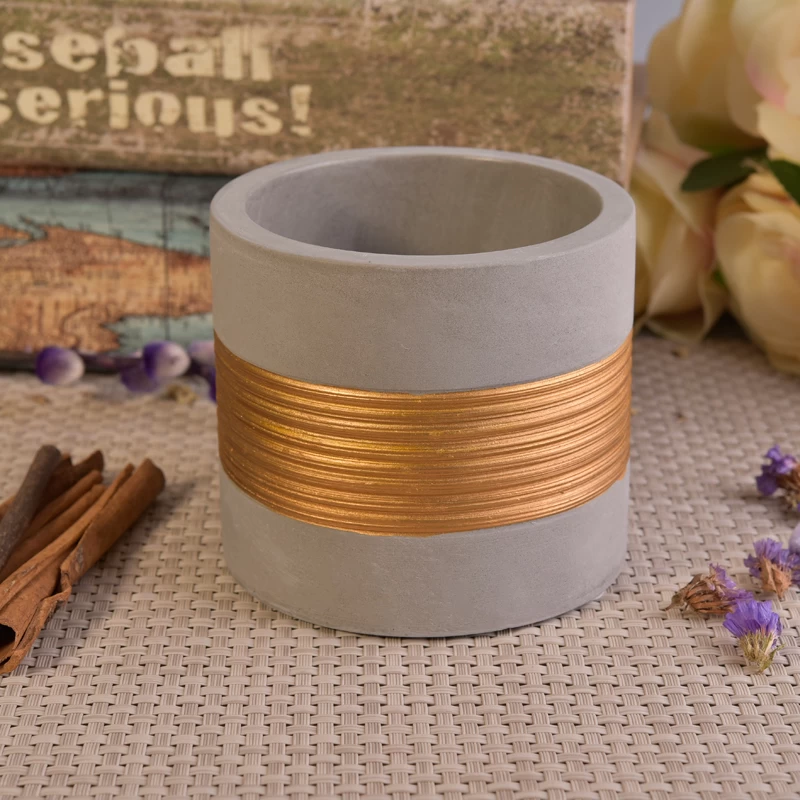 Vertical Concrete Candle Holders with Rose Golden Painting