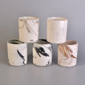 Lange Zylinder aus weißem Marmor Keramikkerzengläser heißer Verkauf