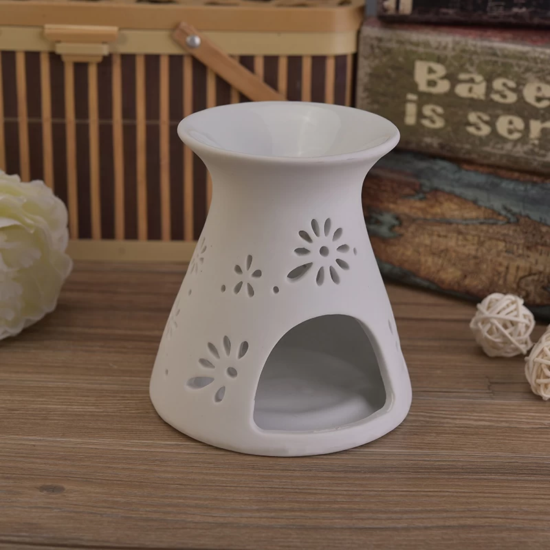 Unique hellow out handmade white ceramic aroma burner for air fresh