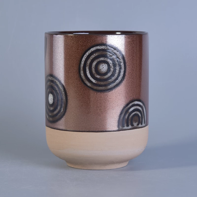 505ml Hand Painting Metal Glazed Ceramic Candle Jars