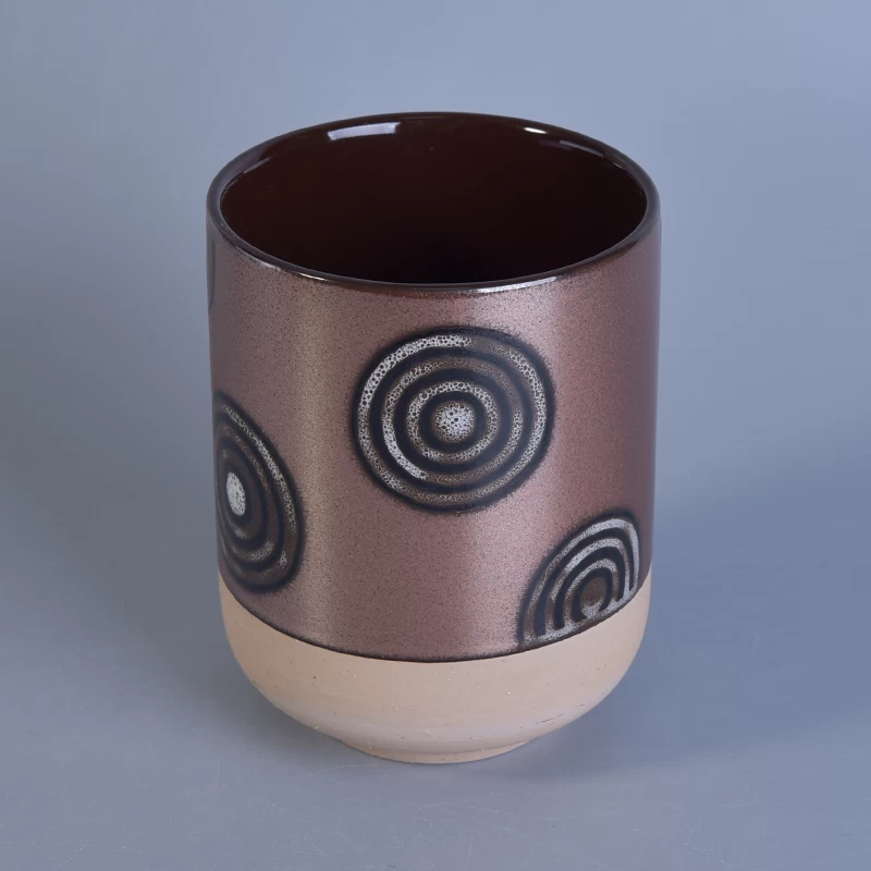 505ml Hand Painting Metal Glazed Ceramic Candle Jars