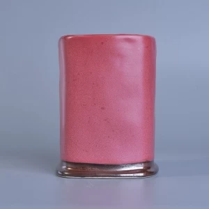 Neliön muotoiset sylinterin vaaleanpunaiset lasitetut keraamiset kynttilänjalat koristeluun